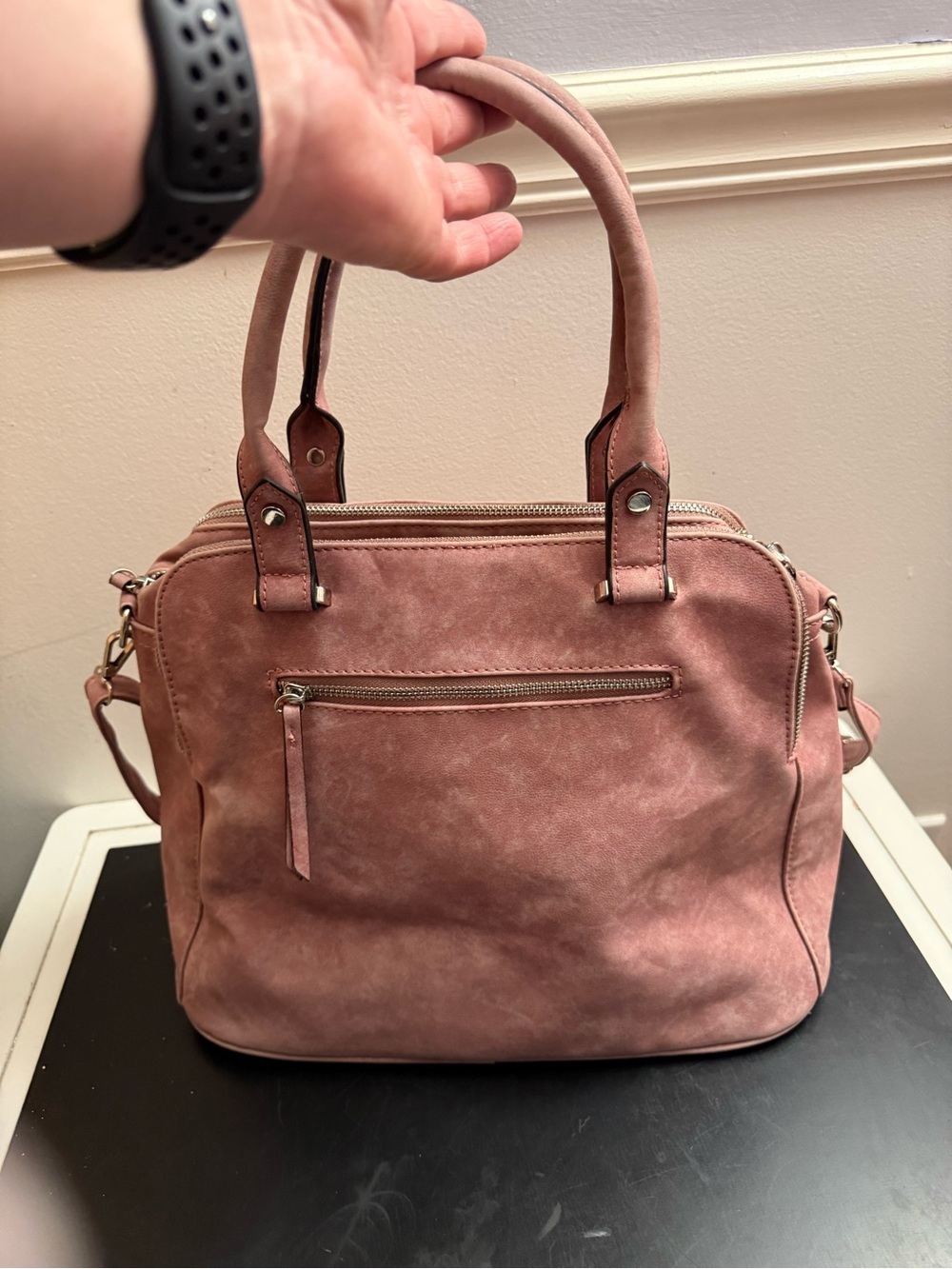 Dusty Rose Top-Handle Satchel with Detachable Strap - Picture 2 of 4